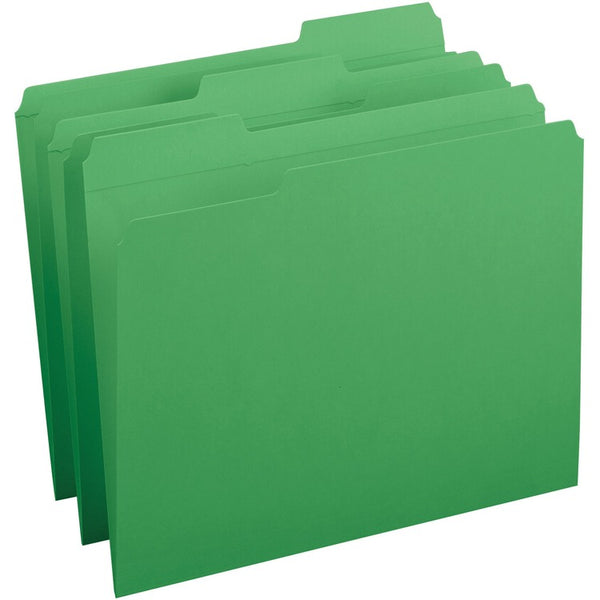 Business Source Folder, 1/3-Cut Tab, 10-1/5"x12-1/5"x3-2/5" , 100/BX, Green (BSN03174) Box of 100