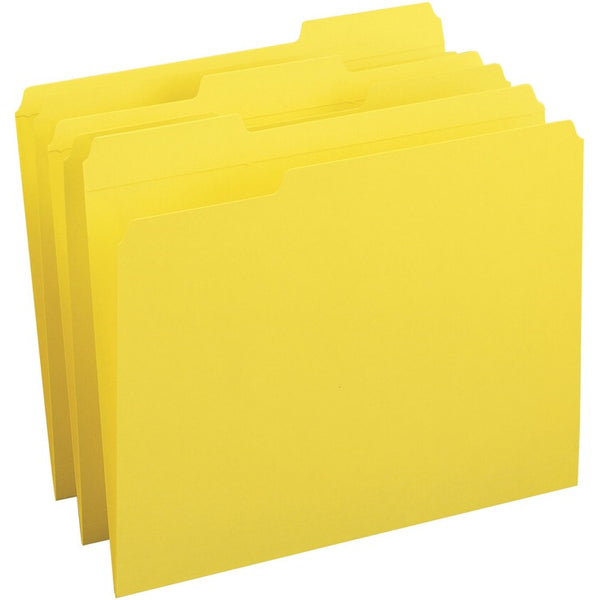 Business Source Folder, 1/3-Cut Tab, 10-1/5"x12-1/5"x3-2/5" , 100/BX, Yellow (BSN03173) Box of 100