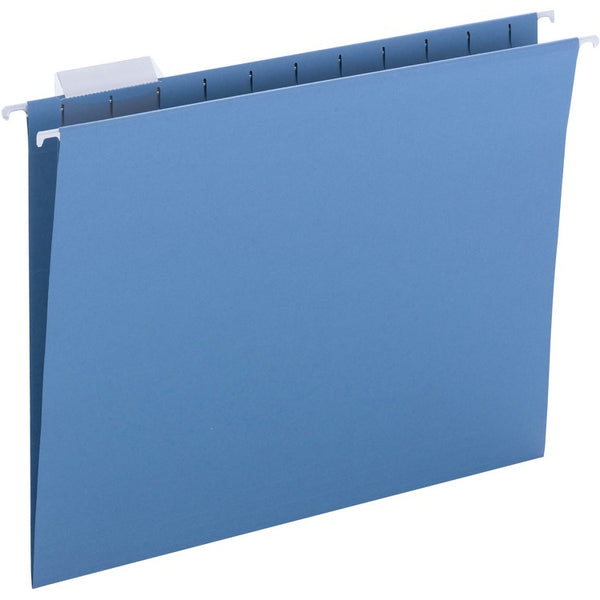 Business Source 1/5 Tab Cut Letter Recycled Hanging Folder, 8 1/2" x 11", Blue, 25/Box (BSN03176) Box of 25