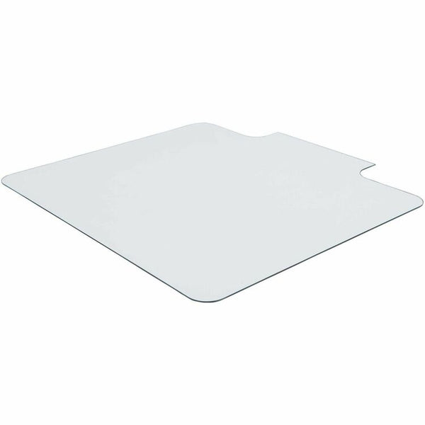 Lorell Glass Chairmat with Lip, Hardwood Floor, Carpet45" x 53" Depth, Lip Size 23" Length x 6" Width, Tempered Glass, Clear (LLR82837)