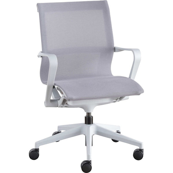 Lorell Executive Mesh Mid-back Chair, Nylon Seat, Nylon, Mesh Back, Plastic Frame, 5-star Base, Gray, 26.3" x 26.3" Depth x 38.5" Height, 1 Each (LLR40207)