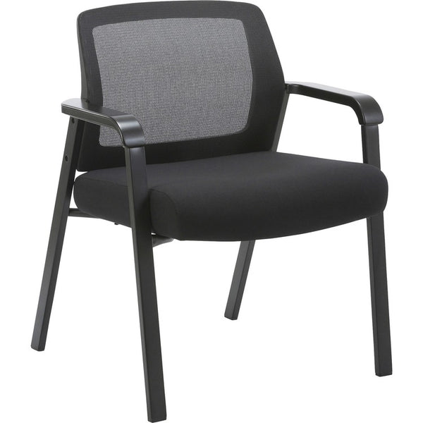 Lorell Big & Tall Guest Chair, Fabric Seat, Mesh Back, Steel Frame, Black, 28.5" x 37.8" Depth x 34" Height, 1 Each (LLR67003)