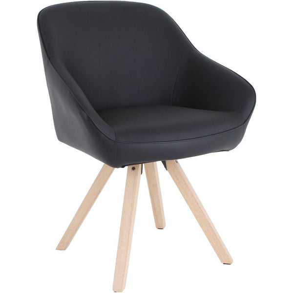 Lorell Natural Wood Legs Modern Guest Chair, Four-legged Base, Black, 25.4" x 24" Depth x 33.5" Height, 1 Each (LLR68564)