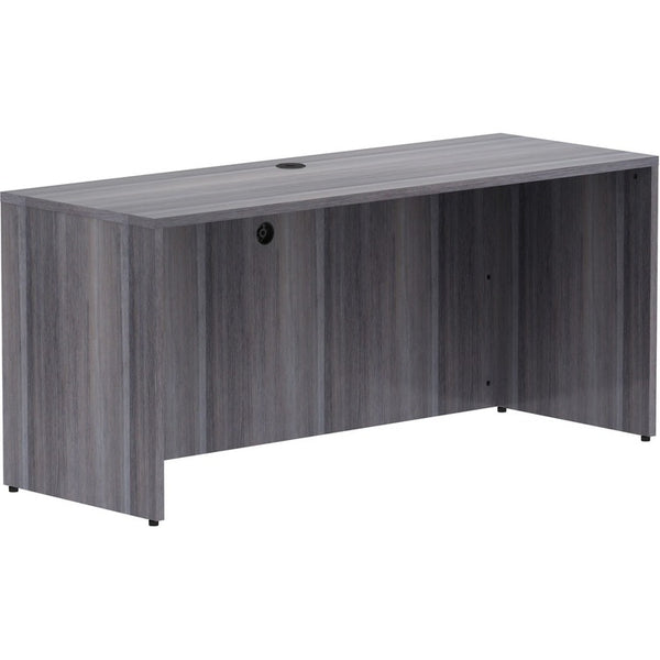 Lorell Weathered Charcoal Laminate Desking, 66" x 24" x 29.5"Credenza Shell, 1" Top, Material: Polyvinyl Chloride (PVC) Edge, Finish: Weathered Charcoal Laminate, Silver Brush (LLR69596)