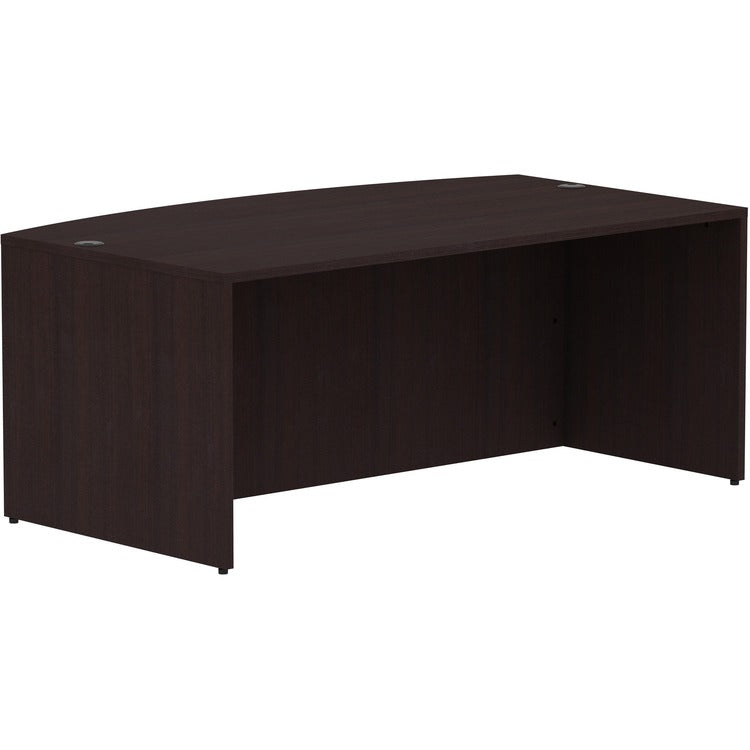 Lorell Espresso Laminate Desk, 72" x 41.4" x 29.5"Desk Shell, 1" Top, Bow Front Edge, Material: Polyvinyl Chloride (PVC) Edge, Finish: Espresso Laminate (LLR18260)