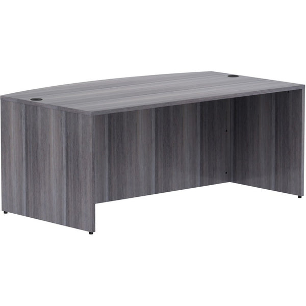 Lorell Weathered Charcoal Laminate Desking, 72" x 41.4" x 29.5"Desk Shell, 1" Top, Bow Front Edge, Material: Polyvinyl Chloride (PVC) Edge, Finish: Weathered Charcoal Laminate (LLR69591)