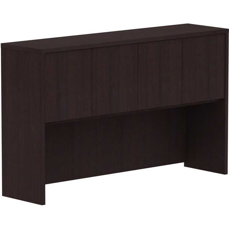 Lorell Espresso Laminate Desk, 60" x 15" x 36", Drawer(s)4 Door(s), Material: Polyvinyl Chloride (PVC) Edge, Finish: Espresso Laminate (LLR18270)