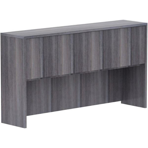 Lorell Weathered Charcoal Laminate Desking, 66" x 15" x 36", Drawer(s)4 Door(s), Material: Polyvinyl Chloride (PVC) Edge, Finish: Weathered Charcoal Laminate (LLR69619)