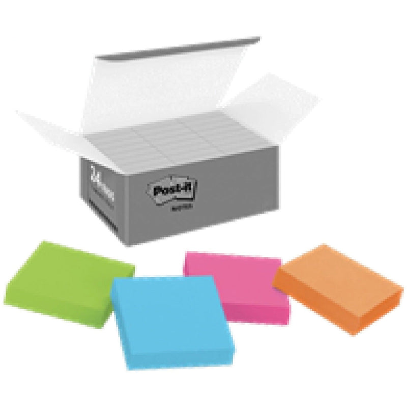 Post-it&reg; Super Sticky Adhesive Note, 2" x 2", Square, 90 Sheets per Pad, Assorted, Paper, Super Sticky, Adhesive, Recyclable, Residue-free, 1620/Pack (MMM62218SSAUC) 1 Pack