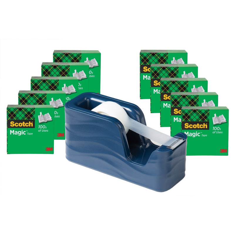 Scotch Tape w/Dispenser Value PK, 10 Tape Rolls, 3/4"x1000" , BE (MMM810K10C20MI) Pack of 10