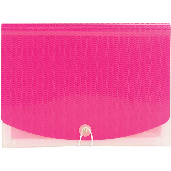 Smead File, Expanding, 12 Pockets, 9-1/2"Wx13"Lx1"H, Pink/Clear (SMD70864) Each