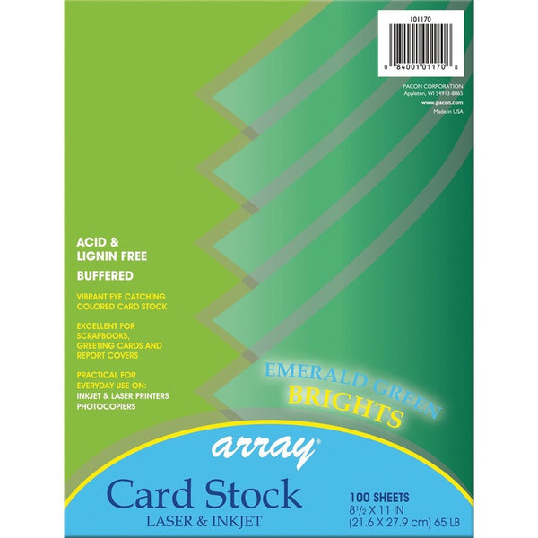 Pacon Cardstock, 65 lb, 8-1/2"Wx1/2"Lx11"H, 100/PK, EGN (PACP101170)