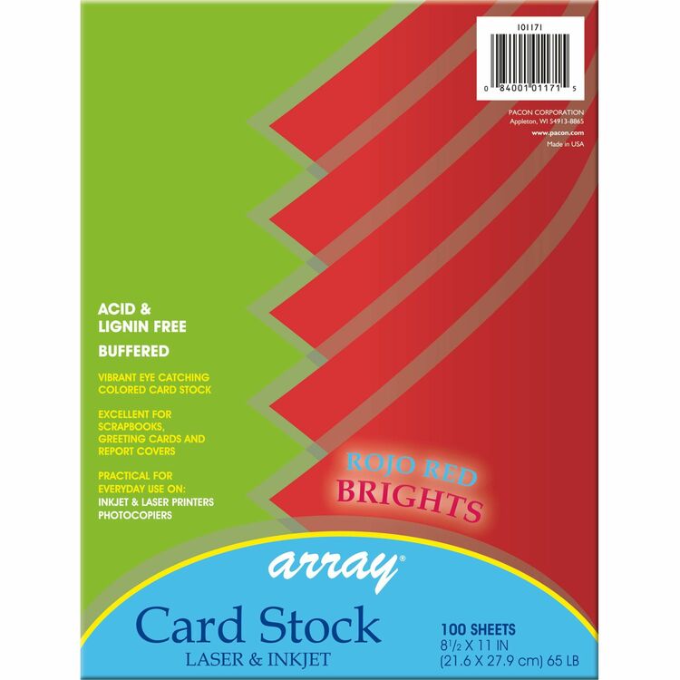 Pacon Cardstock, 65 lb, 8-1/2"Wx1/2"Lx11"H, 100/PK, RRD (PACP101171) Pack of 100