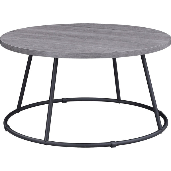 Lorell Round Coffee Table, Round Top, Powder Coated Four Leg Base, 4 Legs, 1" Table Top Thickness x 31.50" Table Top Diameter, 16.75" Height, Weathered Charcoal (LLR16260)