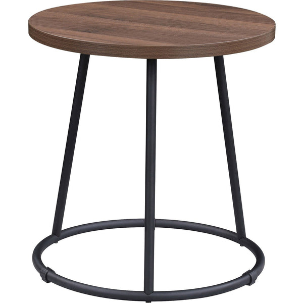 Lorell Round Side Table, Round Top, Powder Coated Four Leg Base, 4 Legs, 1" Table Top Thickness x 19" Table Top Diameter, 19.75" Height, Assembly Required, Walnut (LLR16261)