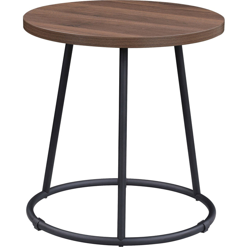 Lorell Round Side Table, Round Top, Powder Coated Four Leg Base, 4 Legs, 1" Table Top Thickness x 19" Table Top Diameter, 19.75" Height, Assembly Required, Walnut (LLR16261) Each