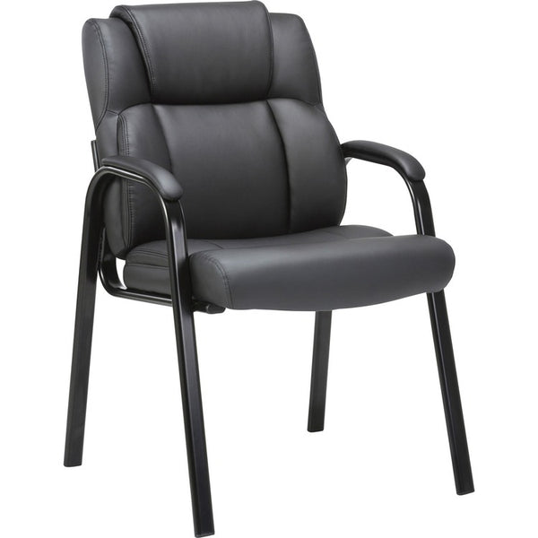 Lorell Bonded Leather High-back Guest Chair, Black, 25.3" x 26.1" Depth x 36.9" Height, 1 Each (LLR67002)