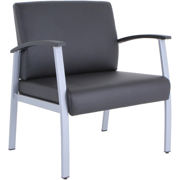Lorell Big & Tall Healthcare Guest Chair, Vinyl Seat, Vinyl Back, Powder Coated Silver Steel Frame, Four-legged Base, Black (LLR67001)