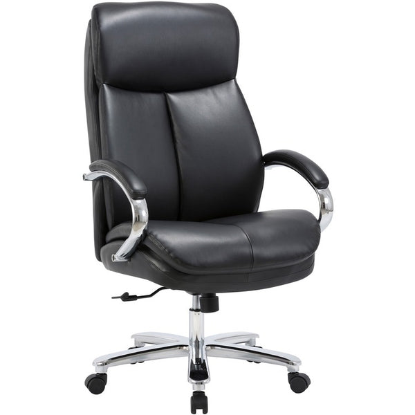 Lorell Executive Leather Big & Tall Chair, Bonded Leather Seat, Black Bonded Leather Back, Black, 28.5" x 30.8" Depth x 48" Height, 1 Each (LLR67004)