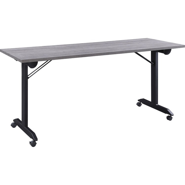 Lorell Mobile Folding Training Table, Rectangle Top, Powder Coated Base, 23.63" x 29.50" Table Top Width, 63" Height, Assembly Required, Weathered Charcoal (LLR60736)