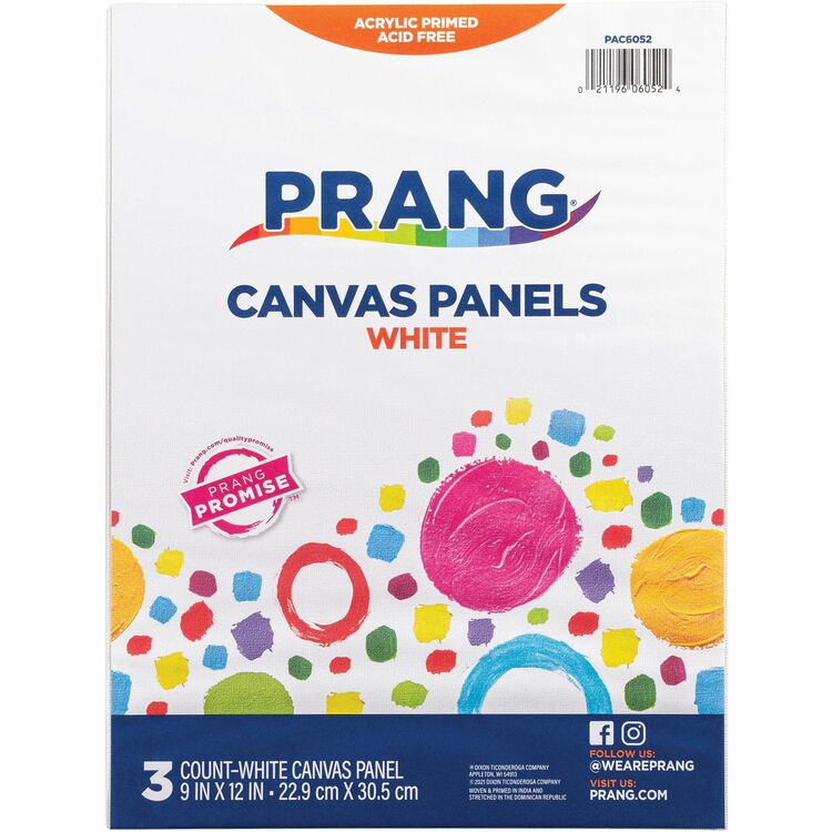 Prang Canvas Panels, 9"x1/8"x12"" , 3/PK, White (PACAC6052) Pack of 3