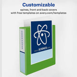 Avery Durable View 3 Ring Binder, 1 Inch Slant Rings, 1 Green Binder (17832), 1" Binder Capacity, Letter, 8½" x 11", 3 x 1" Ring (AVE17832) Each