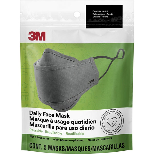 3M Daily Face Masks, Gray, 5/Pack (MMMRFM1005)