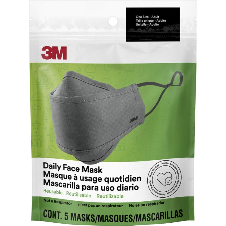 3M Daily Face Masks, Gray, 5/Pack (MMMRFM1005) Pack of 5