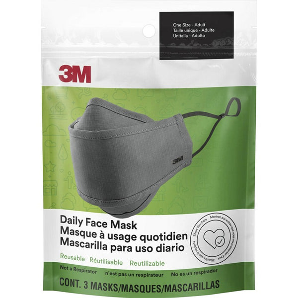 3M Daily Face Masks, Gray, 3/Pack (MMMRFM1003)