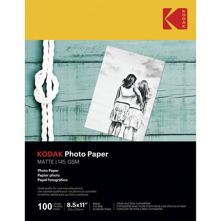 Kodak Photo Paper, Matte, Inkjet, 8-1/2"x11" , 100/PK, White (KOD41184) Pack of 100