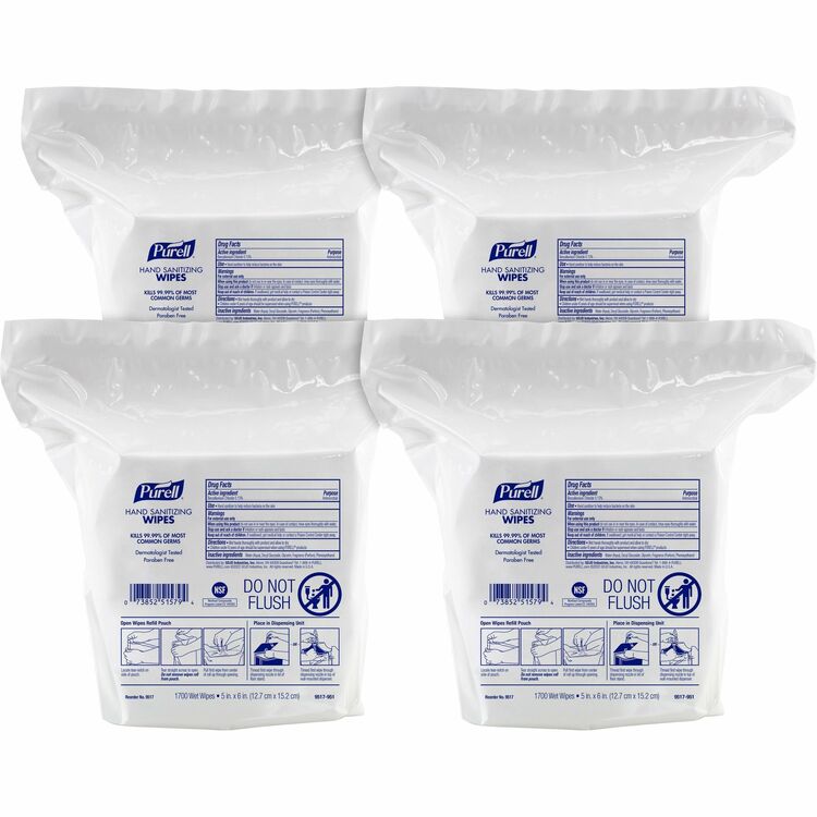 PURELL&reg; Refill Pouch Hand Sanitizing Wipes (GOJ951704) Case of 4