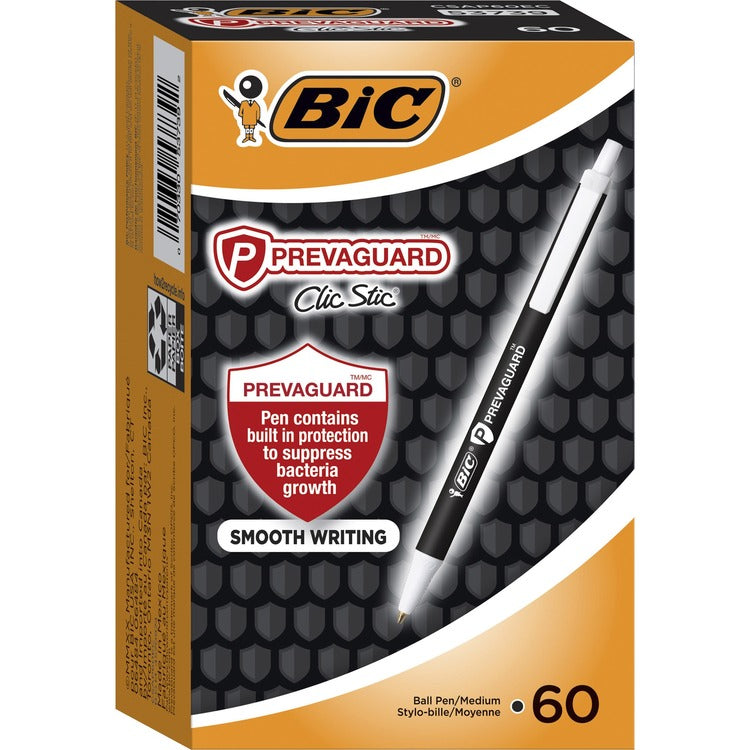 BIC Pen, Retractable, Antimicrobial, Medium, 60/BX, Black (BICCSAP60ECBK)