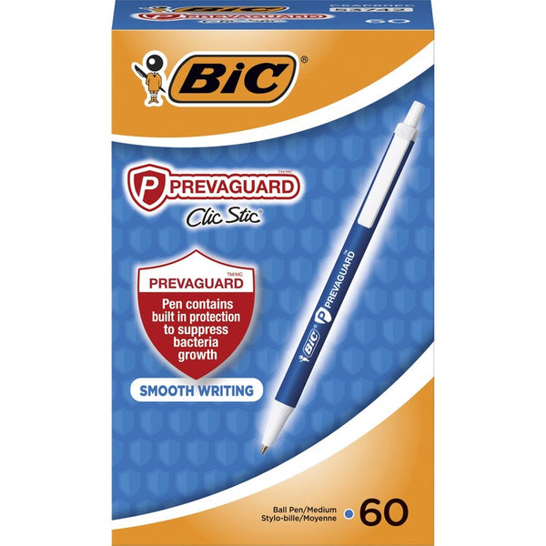 BIC Pen, Retractable, Antimicrobial, Medium, 60/BX, Blue (BICCSAP60ECBE)