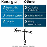 Kensington SmartFit Mounting Arm for Monitor, Height Adjustable, 2 Display(s) Supported, 32" Screen Support, 35.27 lb Load Capacity (KMW55409) Each