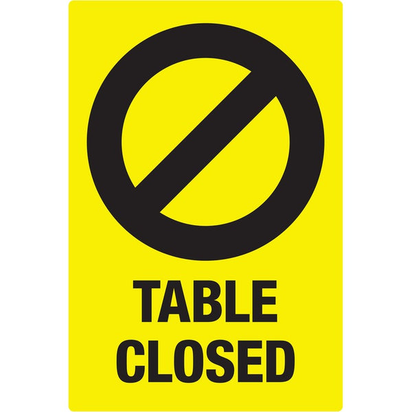 Avery&reg; Decal,"Table Closed" ,F/Tables,4"X6" ,10/Pk,Yellow (AVE83075)