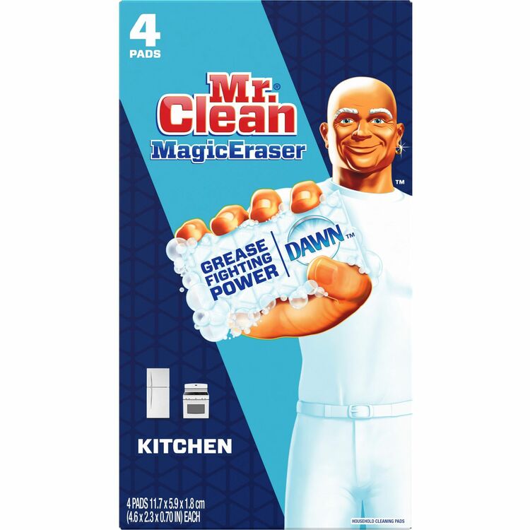 Mr. Clean Magic Eraser Cleaning Pads, 8 Pack/Carton, Rectangle, 5.40" x 9.80" Depth, Ceramic Tile, Granite Floor, Dirt Remover, Grime Resistant, Foam, White (PGC51107CT) 8 Packs