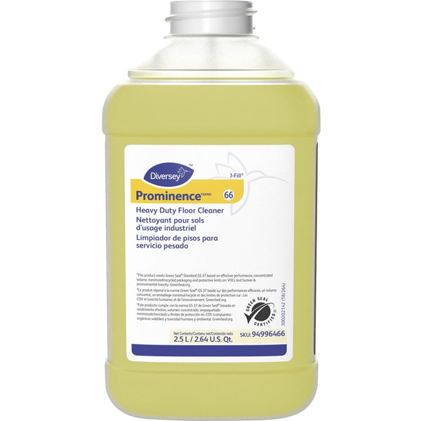 Diversey Prominence Heavy Duty Floor Cleaner, Liquid, 84.5 fl oz (2.6 quart), Citrus Scent, 2/Pack, Yellow (DVO94996466) Case of 2