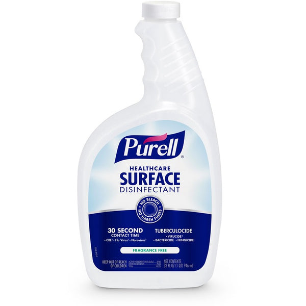 PURELL&reg; Healthcare Surface Disinfectant, Ready-To-Use, 32 fl oz (1 quart), Spray Bottle, 6/Carton, Clear (GOJ334006) Case of 6