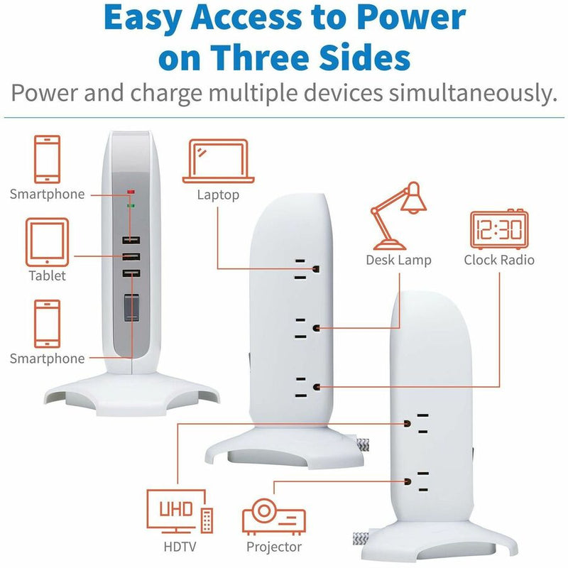 Tripp Lite by Eaton TLP66USB 5-Outlet Surge Suppressor/Protector, 5 x NEMA 5-15R, 4 x USB, 1800 VA, 1200 J, 120 V AC Input, 6 ft (TRPTLP66USB) Each