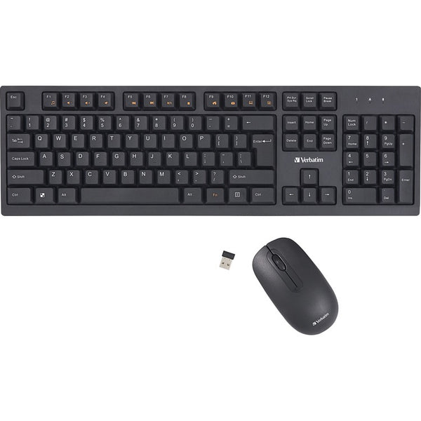 Verbatim Wireless Keyboard and Mouse - Wireless Wireless Mouse - 1000 dpi - Multimedia Hot Key(s) - Symmetrical - Compatible with Windows, Mac (VER70724)