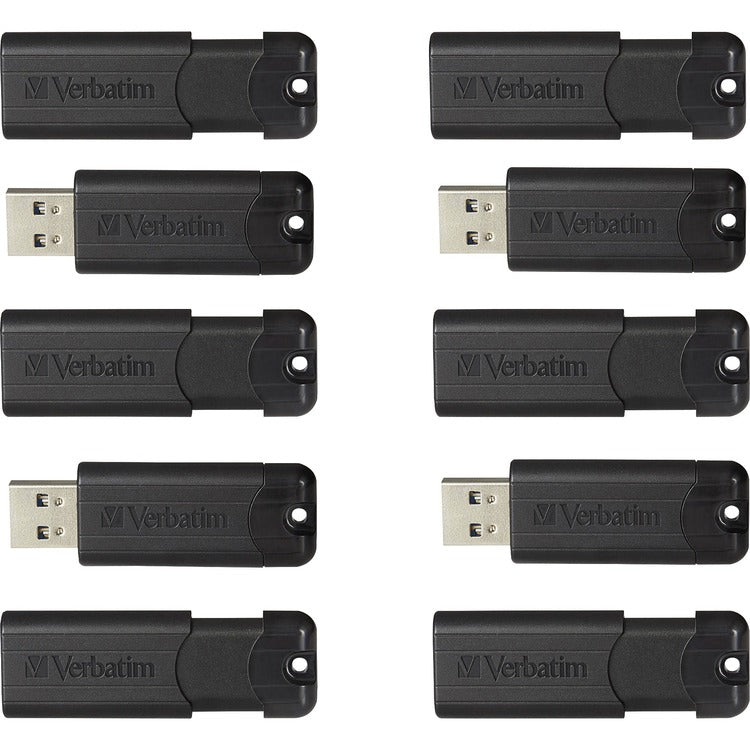 Microban PinStripe 32GB USB 3.0 Flash Drive - 32 GB - USB 3.0 - Black (VER70902)