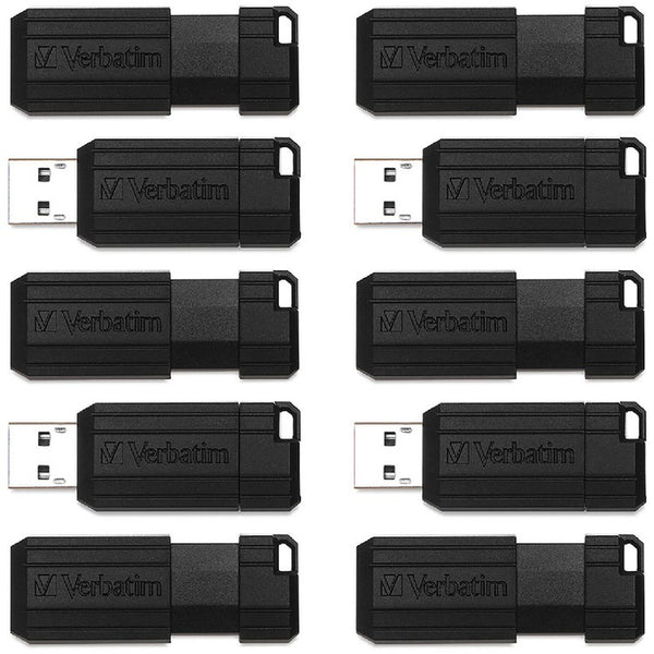 Microban PinStripe USB Drive - 64 GB - USB 2.0 - Black - 10 / Pack (VER70901)