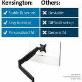 Kensington SmartFit Mounting Arm for Monitor, Curved Screen Display, Flat Panel Display, Black, Landscape/Portrait, Height Adjustable, 1 Display(s) Supported, 13" to 34" Screen Support (KMW59600) Each