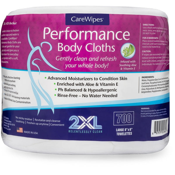2XL Performance Body Cloths, 1-Ply, 6 x 8, Unscented, White, 700/Pack