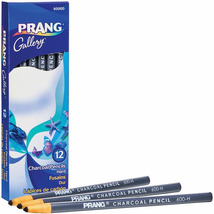 Prang Charcoal Pencils, Self-Sharpening, Hard, 12/Pk, Bk (DIXX60000) Pack of 12