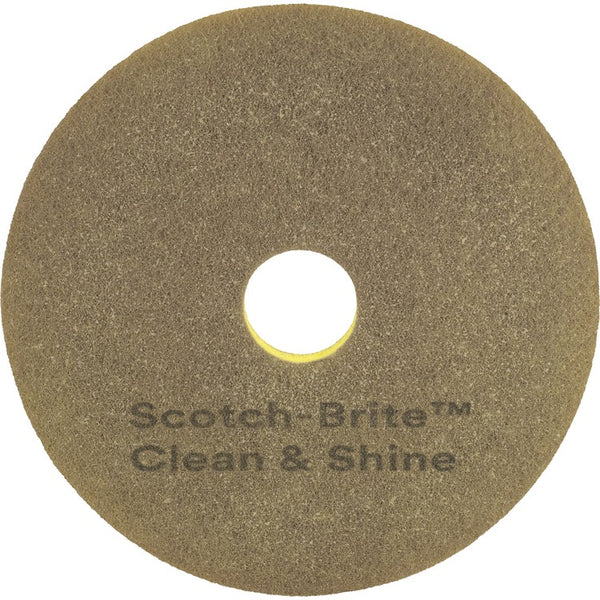 Scotch-Brite Clean & Shine Pad, 5/Carton, Round x 12" Diameter x 1" Thickness (MMM09550)