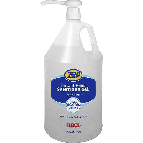 Zep Hand Sanitizer Gel, Clean Scent, 1 gal (3.8 L), Pump Dispenser, Kill Germs, Hand, Clear, Residue-free (ZPE355825)