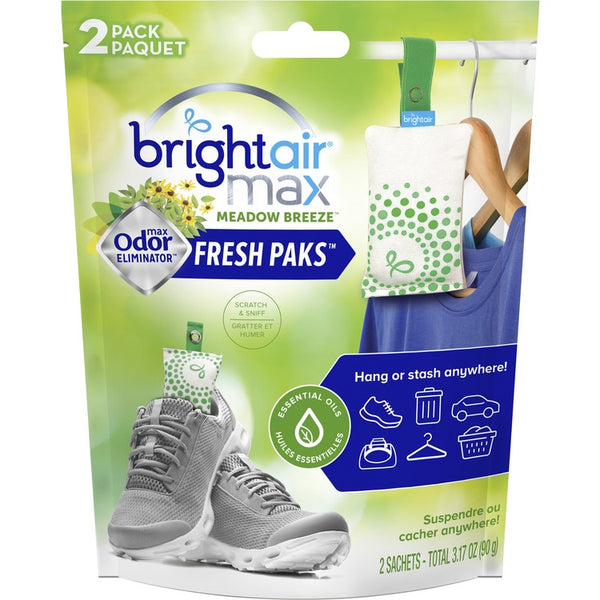 Bright Air Fresh Pak Sachets - Meadow Breeze - 2 Pack - Odor Neutralizer, Phthalate-free, Paraben-free, Formaldehyde-free, NPE-free, BHT Free (BRI900610) Pack of 2