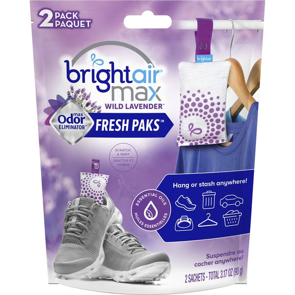 Bright Air Fresh Pak Sachets - Wild Lavender - 2 / Pack - Odor Neutralizer, Phthalate-free, Paraben-free, Formaldehyde-free, NPE-free, BHT Free (BRI900611) Pack of 2