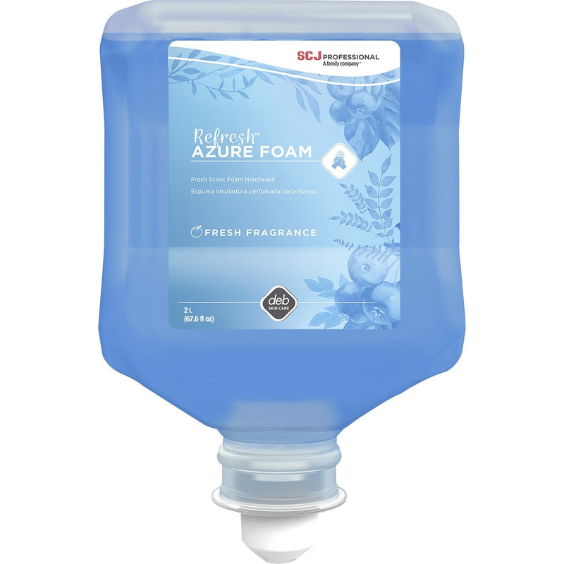SC Johnson Refresh Azure Foam Hand Soap, Fresh Apple Scent, 67.6 fl oz (2 L), Dirt Remover, Kill Germs, Hand, Daycare, Office, Blue, Biodegradable, Non-toxic, 1/Carton (SJNAZU2LT) Case of 4